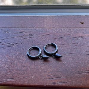 Black huggie earrings